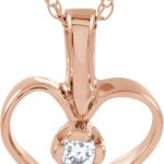 14K Rose .03 CTW Natural Diamond Heart 18" Necklace - 60961