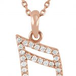 14K Rose 1/5 CTW Natural Diamond Double Sixteenth Note 16" Necklace - 85843