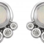 Platinum Natural Opal & 1/8 CTW Natural Diamond Earrings - 86780