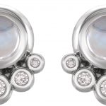 Platinum Natural Rainbow Moonstone & 1/8 CTW Natural Diamond Earrings - 86780