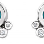 Platinum Natural Turquoise & 1/8 CTW Natural Diamond Earrings - 86780