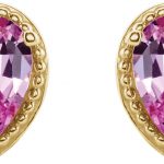 14K Yellow Natural Pink Sapphire Earrings - 86796