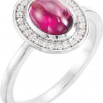 Sterling Silver Natural Rhodolite Garnet & 1/10 CTW Natural Diamond Halo-Style Ring - 71821