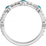 Platinum Cabochon Natural Turquoise & 1/5 CTW Natural Diamond Ring - 72023