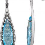 14K White Natural Sky Blue Topaz & 1/3 CTW Natural Diamond Earrings - 85659