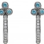 Platinum Natural Blue Zircon & 1/4 CTW Natural Diamond J-Hoop Earrings - 86806