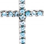 Platinum Natural Aquamarine Petite Cross Pendant - R42147