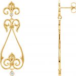 14K Yellow 1/6 CTW Natural Diamond Fleur-De-Lis Earrings - 85630