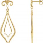 14K Yellow 1/10 CTW Natural Diamond Fleur-de-Lis Earrings - 85628