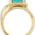 14K Yellow Natural Turquoise & 1/6 CTW Natural Diamond Ring - 72029