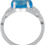 14K White Natural Swiss Blue Topaz Cabochon Ring - 71562