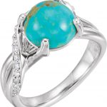 Platinum Natural Turquoise & 1/6 CTW Natural Diamond Ring - 72029