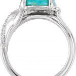 14K White Natural Turquoise & 1/6 CTW Natural Diamond Ring - 72029