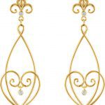 14K Yellow 1/10 CTW Natural Diamond Fleur-de-lis Earrings - 85624