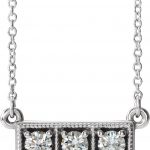 Platinum 1/4 CTW Natural Diamond Three-Stone Bar 16-18" Necklace - 86612