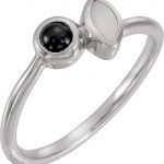 Platinum Natural White Opal & Black Onyx Ring - 72044