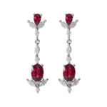 Platinum Natural Ruby & 3/4 CTW Natural Diamond Dangle Earrings - 86907