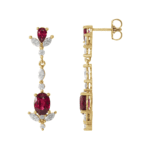 14K Yellow Natural Ruby & 3/4 CTW Natural Diamond Dangle Earrings - 86907