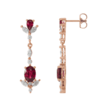 14K Rose Natural Ruby & 3/4 CTW Natural Diamond Dangle Earrings - 86907