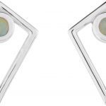 Platinum Natural Opal Cabochon Pyramid Earrings - 86862