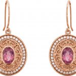 14K White Natural Pink Tourmaline & 1/3 CTW Natural Diamond Earrings - 85705