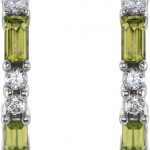 Platinum Natural Peridot & 1/2 CTW Natural Diamond Earrings - 86789