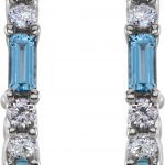 Platinum Natural Aquamarine & 1/2 CTW Natural Diamond Earrings - 86789