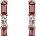 14K Rose Natural Pink Tourmaline & 1/2 CTW Natural Diamond Earrings - 86789