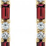 14K Yellow Natural Mozambique Garnet & 1/2 CTW Natural Diamond Earrings - 86789