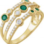 14K Yellow Natural Emerald & 3/8 CTW Natural Diamond Ring - 653533