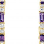 14K Yellow Natural Amethyst & 1/2 CTW Natural Diamond Earrings - 86789