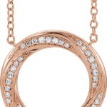 14K Rose 1/5 CTW Natural Diamond Circle 16-18" Necklace - 653535