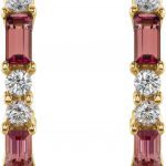 14K Yellow Natural Pink Tourmaline & 1/2 CTW Natural Diamond Earrings - 86789