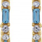 14K Yellow Natural Aquamarine & 1/2 CTW Natural Diamond Earrings - 86789