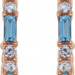 14K Rose Natural Aquamarine & 1/2 CTW Natural Diamond Earrings - 86789