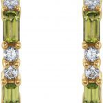 14K Yellow Natural Peridot & 1/2 CTW Natural Diamond Earrings - 86789