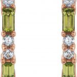 14K Rose Natural Peridot & 1/2 CTW Natural Diamond Earrings - 86789