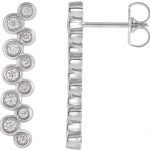 14K White 1/3 CTW Natural Diamond Bezel-Set Bar Earrings - 86934