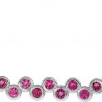 Platinum Natural Pink Tourmaline Bezel-Set Bar 16-18" Necklace - 86525