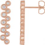 14K Rose 1/3 CTW Natural Diamond Bezel-Set Bar Earrings - 86934