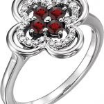 Platinum Natural Mozambique Garnet & 1/10 CTW Natural Diamond Ring - 122879