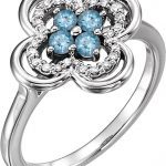 Platinum Natural Aquamarine & 1/10 CTW Natural Diamond Ring - 122879