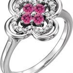 Platinum Natural Pink Tourmaline & 1/10 CTW Natural Diamond Ring - 122879