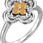 Platinum Natural Citrine & 1/10 CTW Natural Diamond Ring - 122879