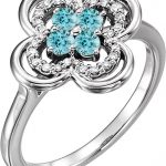 Platinum Natural Blue Zircon & 1/10 CTW Natural Diamond Ring - 122879