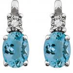 14K White Natural Aquamarine & .02 CTW Natural Diamond Earrings - 651536