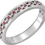 Platinum Natural Mozambique Garnet Stackable Ring - 71831