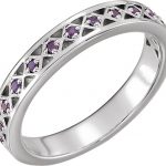 Platinum Natural Amethyst Stackable Ring - 71831