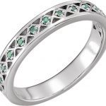 14K White Natural Emerald Stackable Ring - 71831