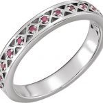 Platinum Natural Pink Tourmaline Stackable Ring - 71831